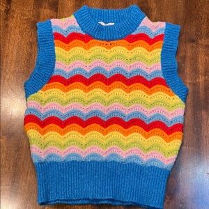 Rainbow Sweater Vest Y2K See and Be Seen Bright Colors Size S